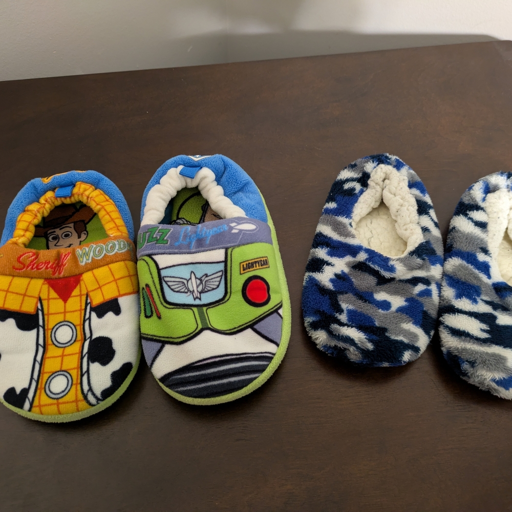 Two Pairs Little Boys Slippers Toy Story - Buzz & Woody